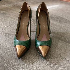 Samara Paris Hilton Green/Gold Croc Capped Toe